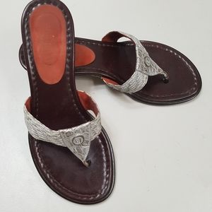 Eric Javits NY Silver Thong Sandals 5.5